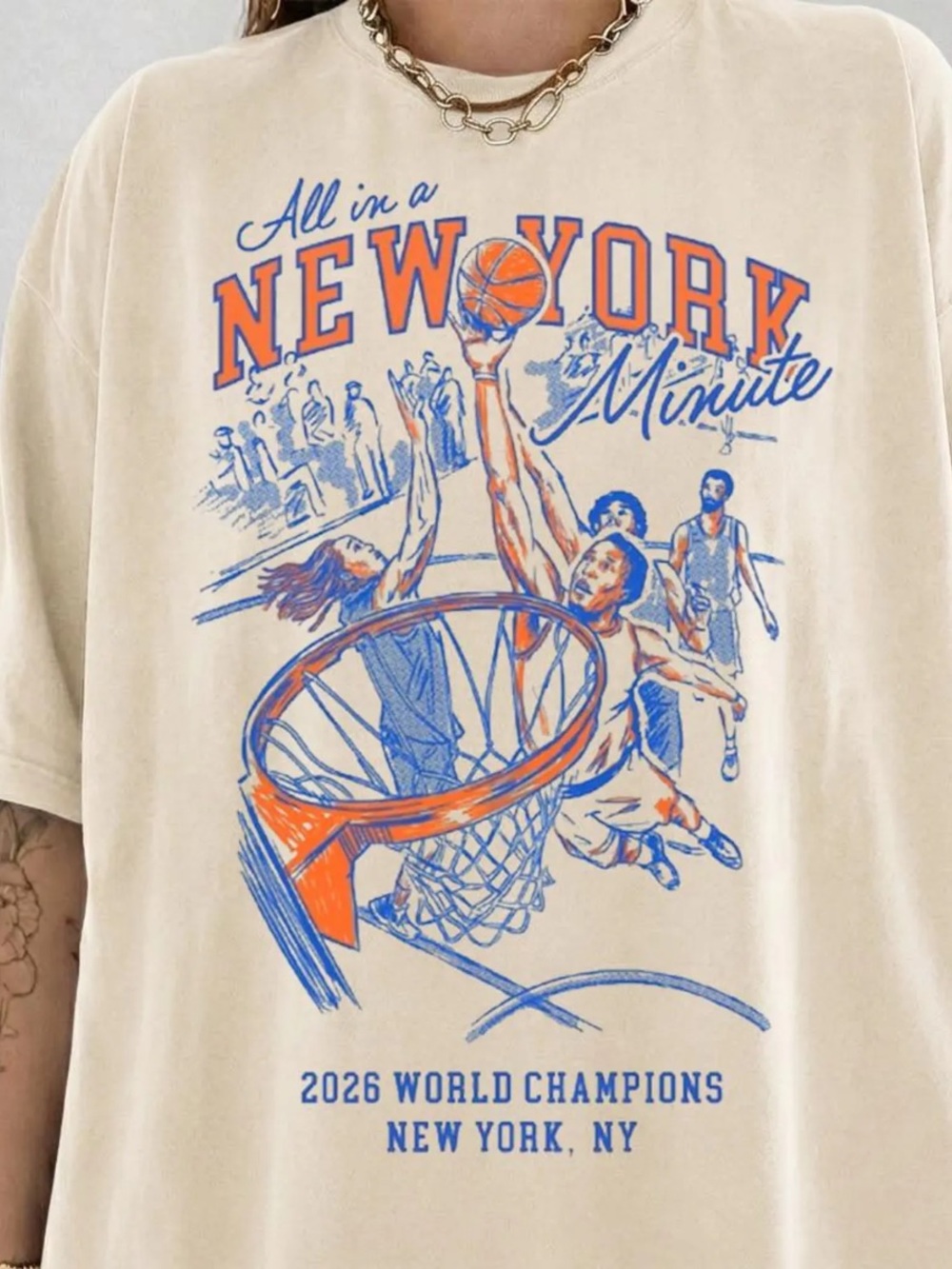 Comfort Colors Graphic Tee - Ivory with Orange & Blue